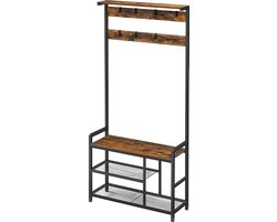 Multifunctionele Kapstok met Zitbankje en Schoenrek - Vintage Industrieel Design – foto 3