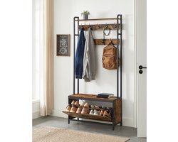 Multifunctionele Kapstok met Bank en Schoenenkast - Industrieel Design – foto 3
