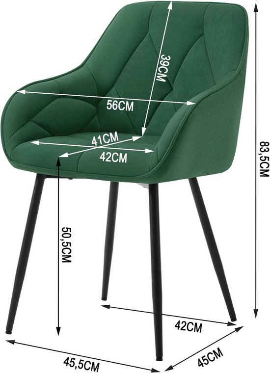 Luxe Eetkamerstoel met Fluweel en Ergonomisch Ontwerp – foto 3