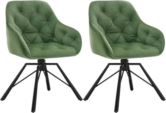 Comfortabele Draaibare Eetkamerstoel met Fluweelzachte Bekleding - Ergonomisch Groen Design – foto 2