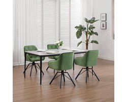 Comfortabele Draaibare Eetkamerstoel met Fluweelzachte Bekleding - Ergonomisch Groen Design – foto 4