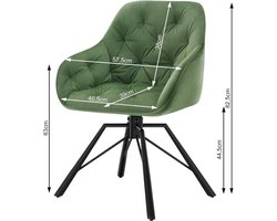 Comfortabele Draaibare Eetkamerstoel met Fluweelzachte Bekleding - Ergonomisch Groen Design – foto 5