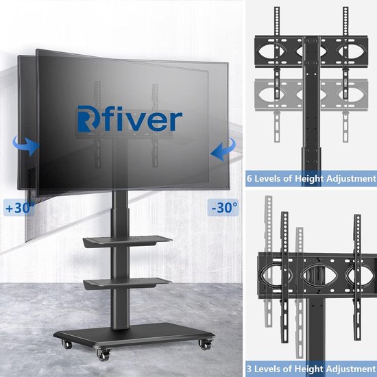 Verrijdbare TV Standaard met Hoogteverstelling en Kabelmanagement – foto 4