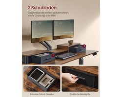 Vintage Bruin In Hoogte Verstelbaar Bureau met Stalen Frame – foto 2