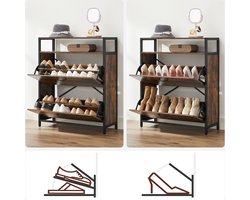 Stijlvolle Schoenenkast met Industriële Look – Vintage Bruin Zwart – foto 6
