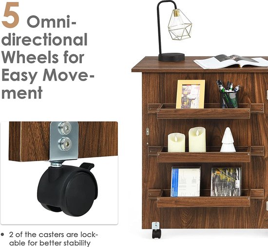 Vouwbare Multifunctionele Tafel met Opbergruimte en Wielen – foto 2