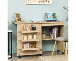 Multifunctionele Opvouwbare Hobbytafel met Wielen en Opbergruimte – foto 1