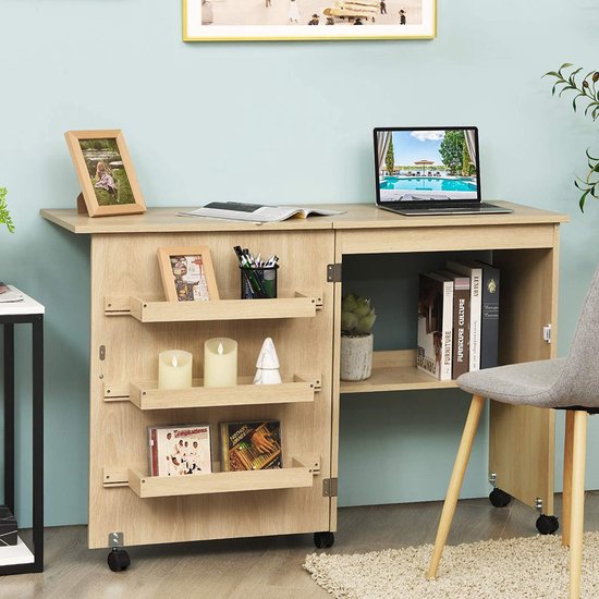 Multifunctionele Opvouwbare Hobbytafel met Wielen en Opbergruimte – foto 2