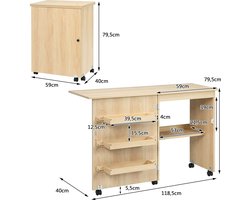 Multifunctionele Opvouwbare Hobbytafel met Wielen en Opbergruimte – foto 3