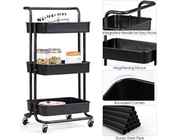 Multifunctionele Opbergwagen met 3 Niveaus en Zwenkwielen - Compact en Robuust – foto 5