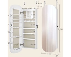 Elegante Sieraden Wandkast met Gebogen Spiegel en Interne Verlichting – foto 3