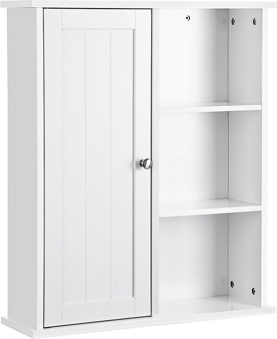 Wandkast voor badkamer - Wit met open vakken en deur – foto 2