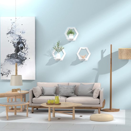 Veelzijdige Wandplankenset voor Presentatie en Decoratie, Wit (3 stuks) – foto 3