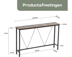 Wandtafel industrieel design – Bruin hout met metalen frame – foto 1