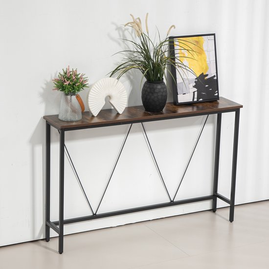Wandtafel industrieel design – Bruin hout met metalen frame – foto 5
