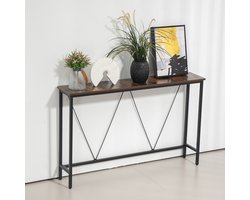 Wandtafel industrieel design – Bruin hout met metalen frame – foto 6