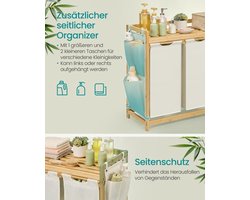 Wasmand met 3 vakken, 150 L – Crèmewit met bamboe frame – foto 6
