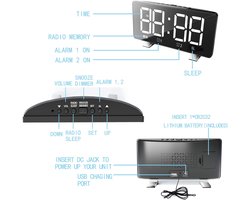 Multifunctionele Wekkerradio met Groot LED-display en USB-oplaadpoort – foto 4