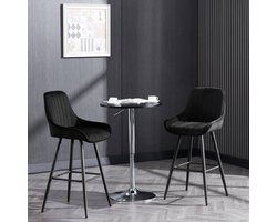 Set van 2 Barkrukken - Zwart Fluweel met Ergonomische Rugleuning en Voetsteun – foto 3