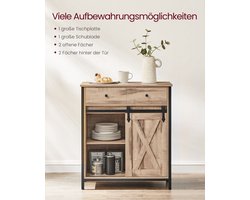 Veelzijdige Zijkast met Lade - Eiken Bruin-Zwart Design – foto 2