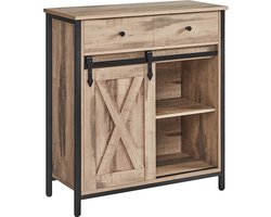Veelzijdige Zijkast met Lade - Eiken Bruin-Zwart Design – foto 4