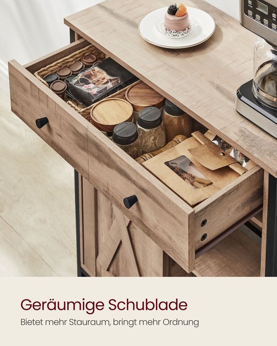 Veelzijdige Zijkast met Lade - Eiken Bruin-Zwart Design – foto 5