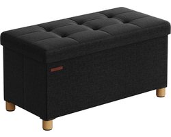 Zitkist met Opbergruimte en Comfortabele Zit - Zwart Imitatielinnen – foto 1