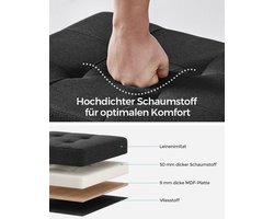 Zitkist met Opbergruimte en Comfortabele Zit - Zwart Imitatielinnen – foto 3