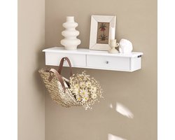 Zwevende wandplank met twee lades - strak wit design – foto 1