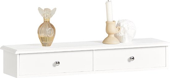 Zwevende wandplank met twee lades - strak wit design – foto 3