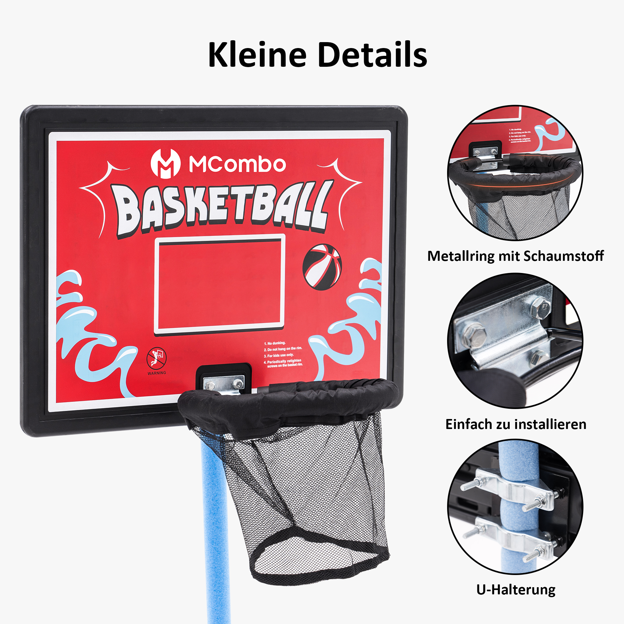 Trampoline basketbalring set BH07 - blauw/rood – foto 11