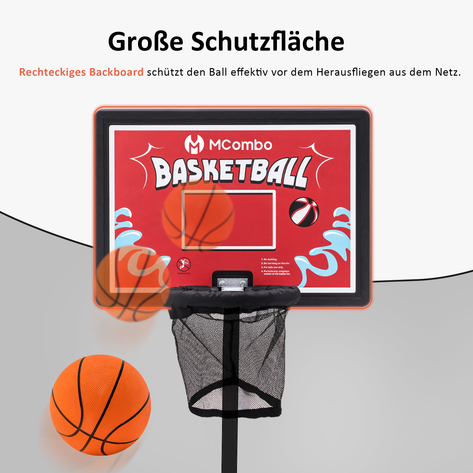 Trampoline basketbalring set BH07 - blauw/rood – foto 15