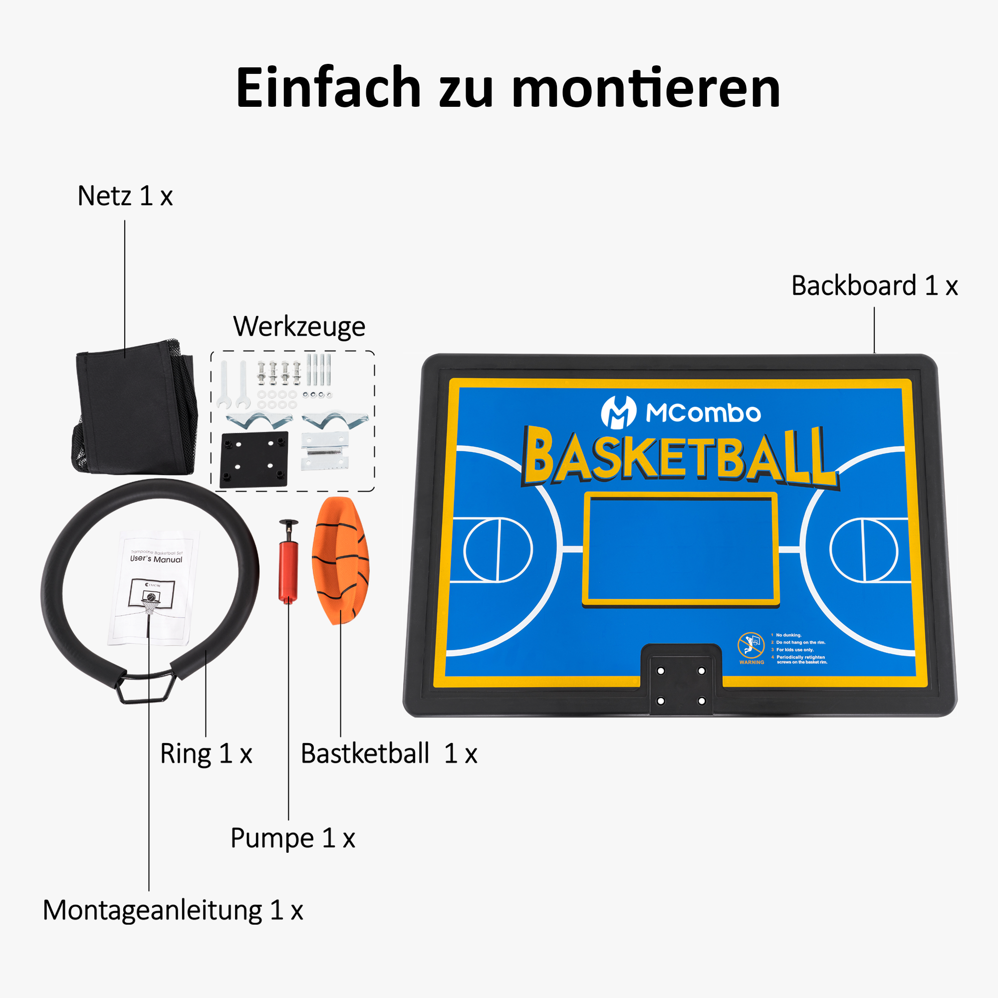 Trampoline basketbalring set BH07 - blauw/rood – foto 4