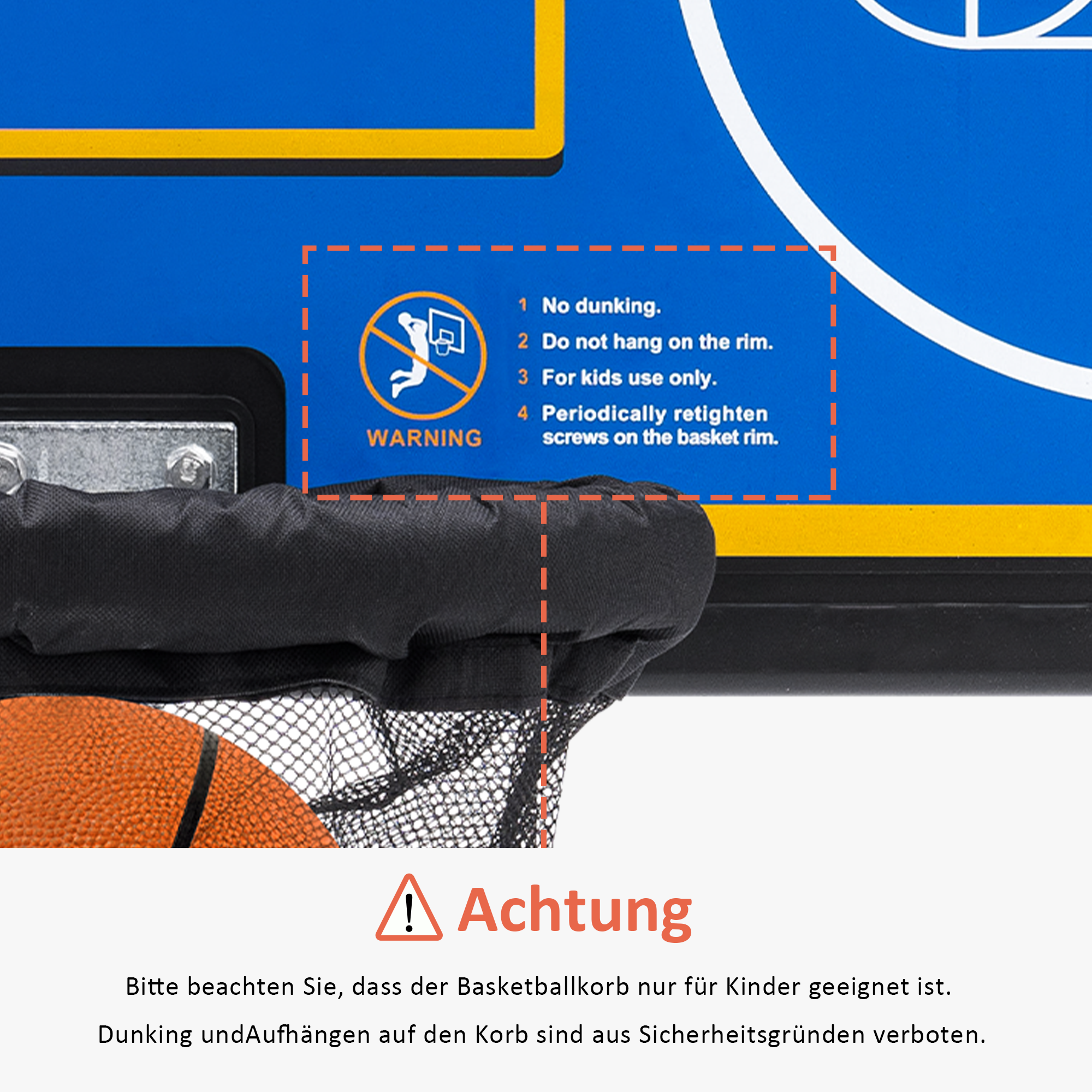 Trampoline basketbalring set BH07 - blauw/rood – foto 5
