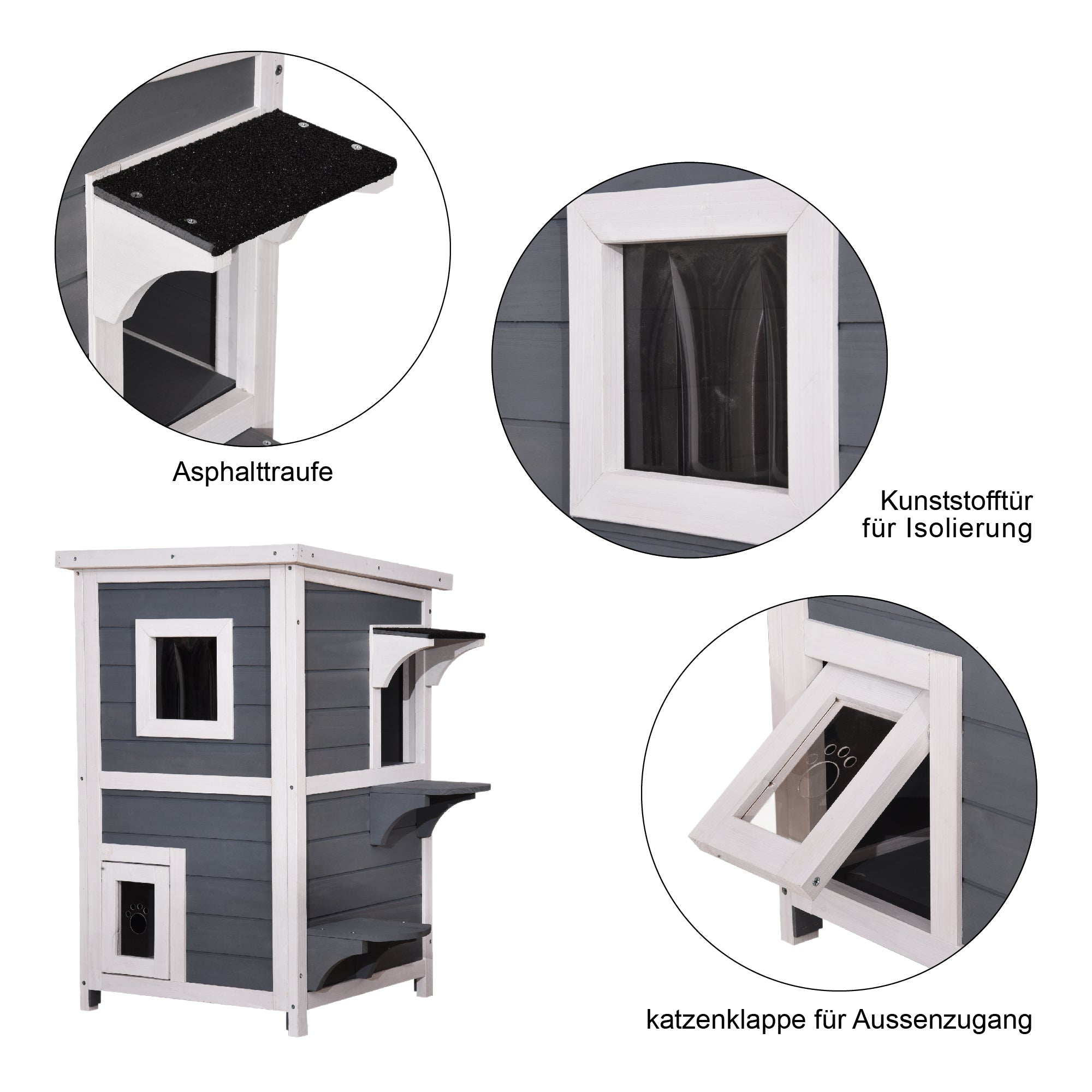 Lovupet Kattenhuis Kattenvilla Kattenhok 2 Verdiepingen Weerbestendig 0508EY – foto 10