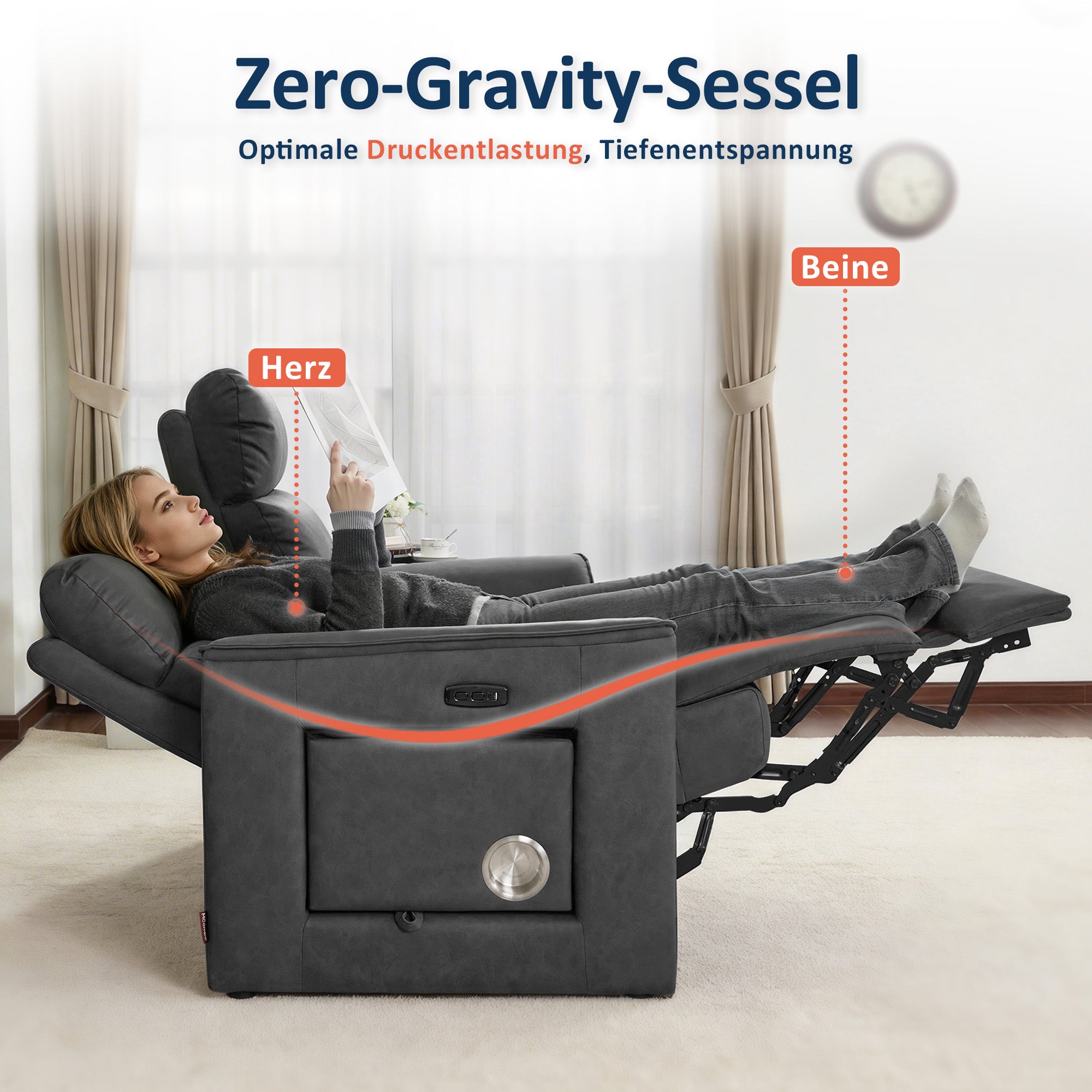 2-zits elektrische relaxfauteuil, 155° Zero-Gravity-bioscoopstoel met inklapbare tafel – foto 4