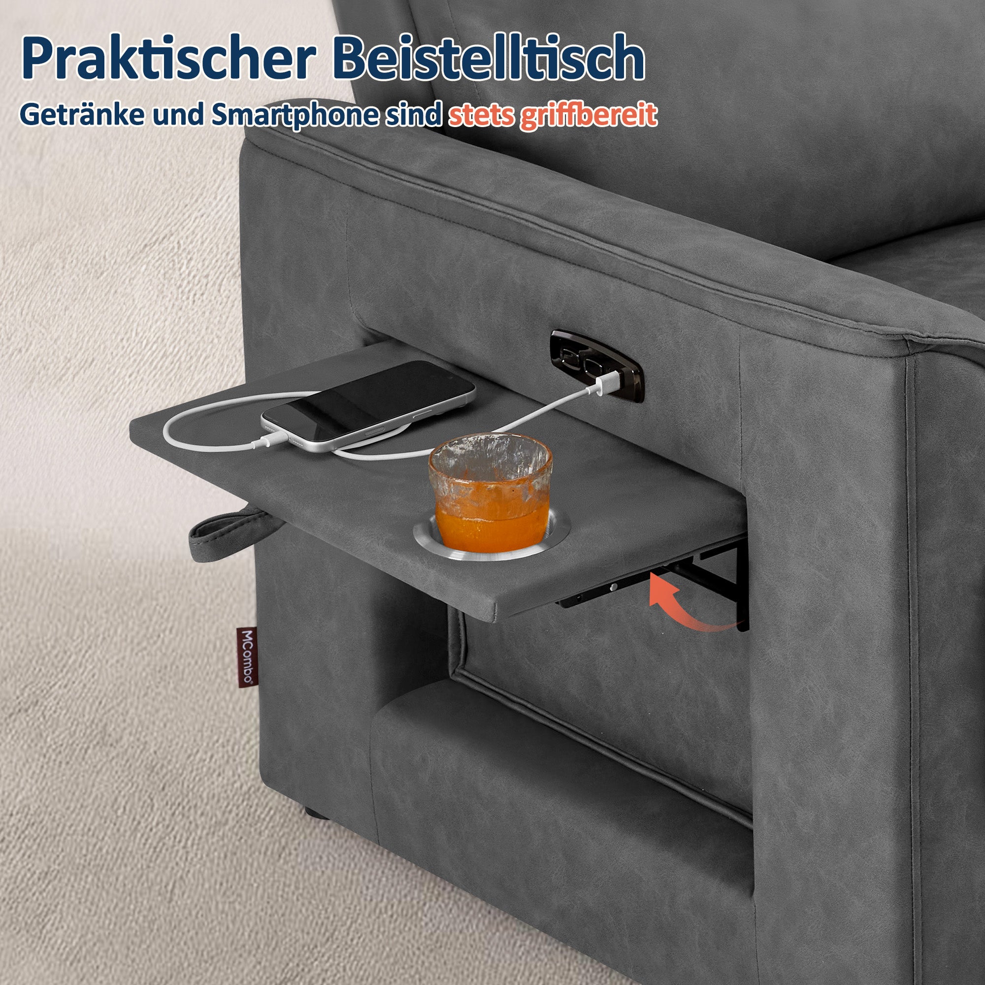 2-zits elektrische relaxfauteuil, 155° Zero-Gravity-bioscoopstoel met inklapbare tafel – foto 5