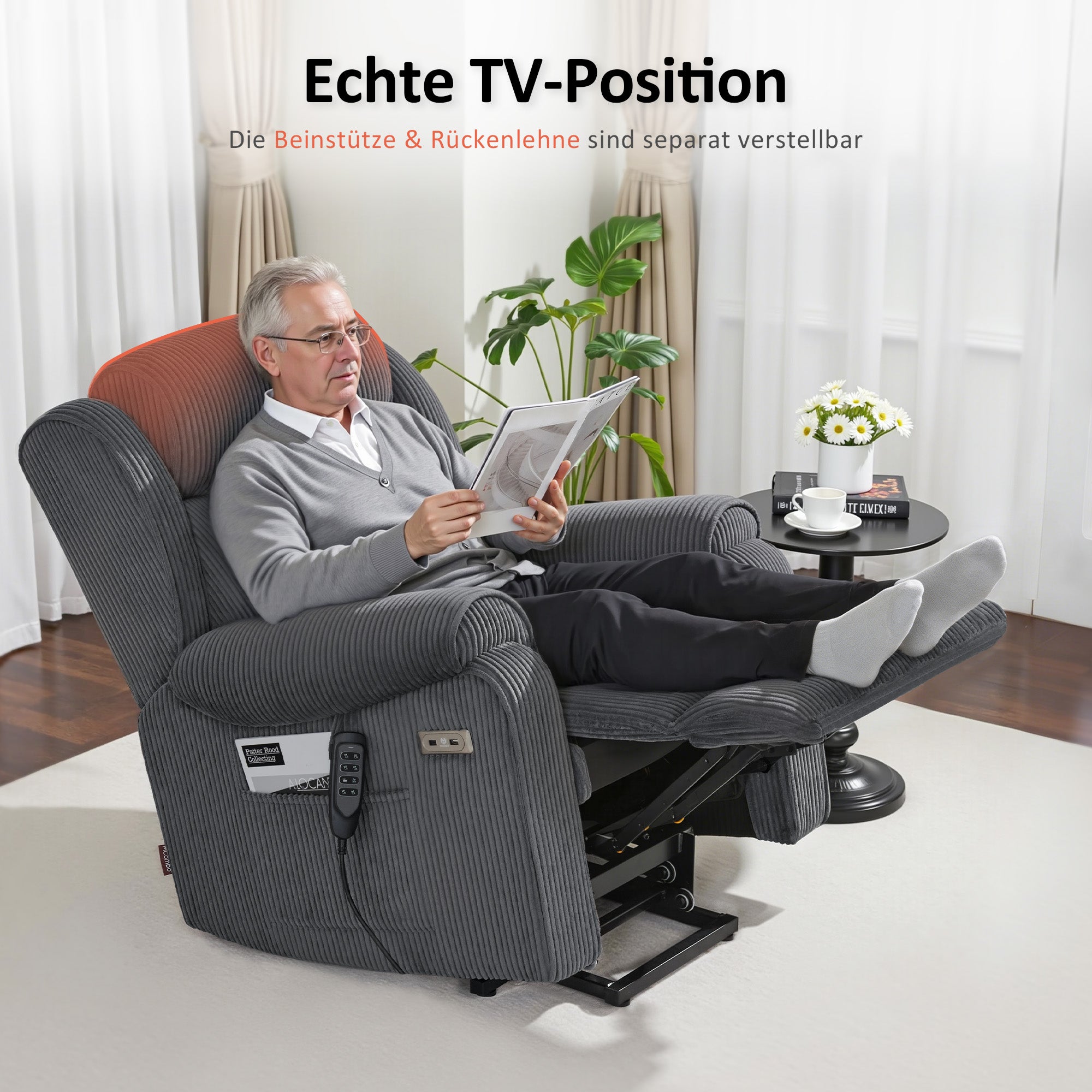 TV-fauteuil met 4 motoren, sta-op hulp, elektrisch verstelbaar, massage & verwarming, 7558 – foto 11