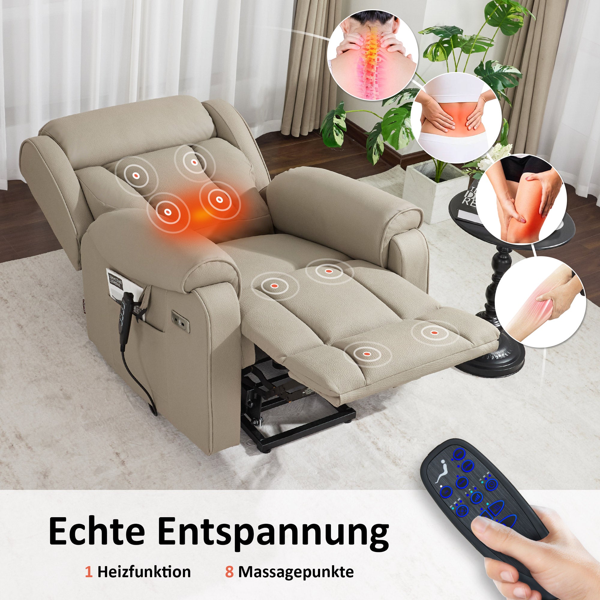 TV-fauteuil met 4 motoren, sta-op hulp, elektrisch verstelbaar, massage & verwarming, 7558 – foto 5