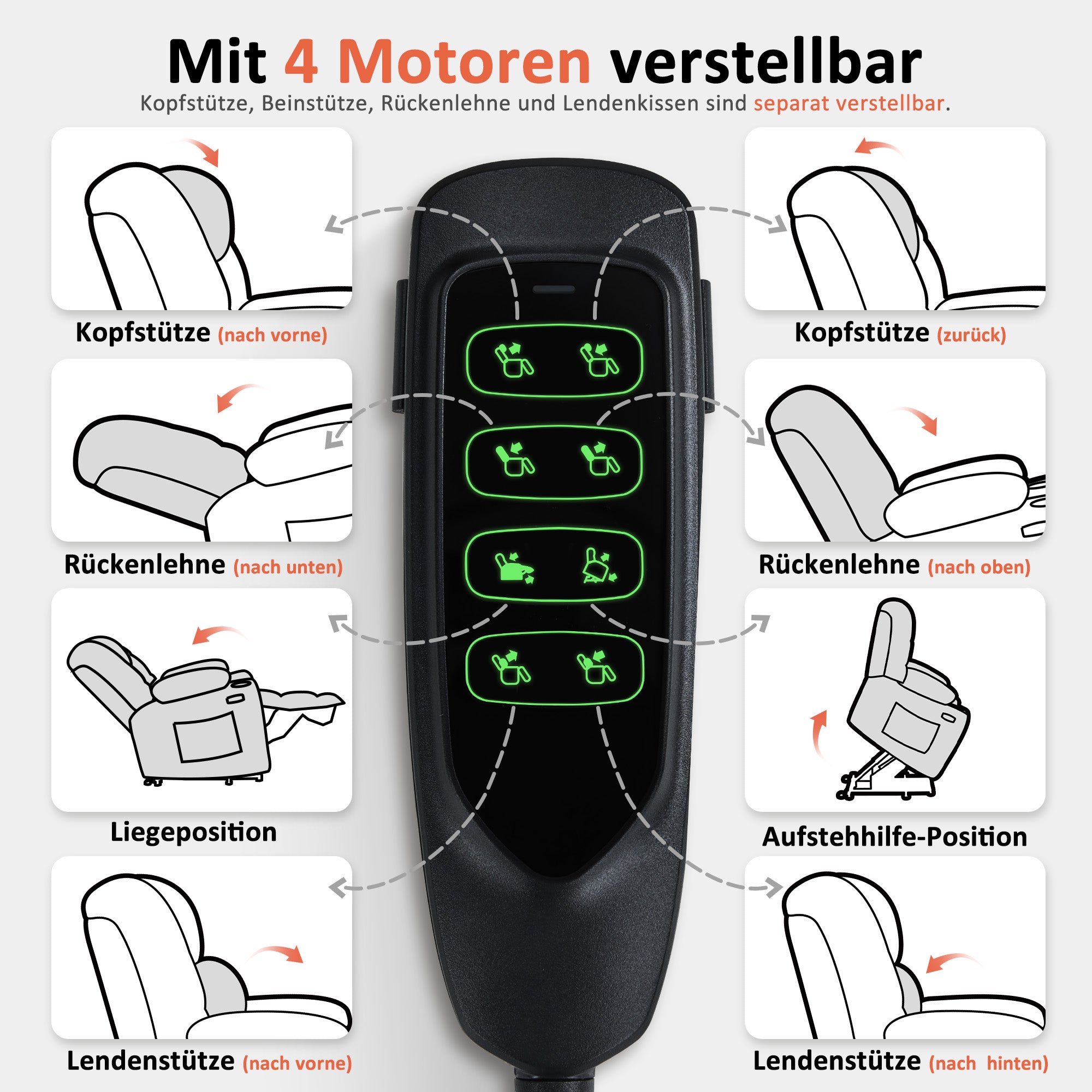 TV-fauteuil met 4 motoren, sta-op hulp, elektrisch verstelbaar, massage & verwarming, 7558 – foto 7