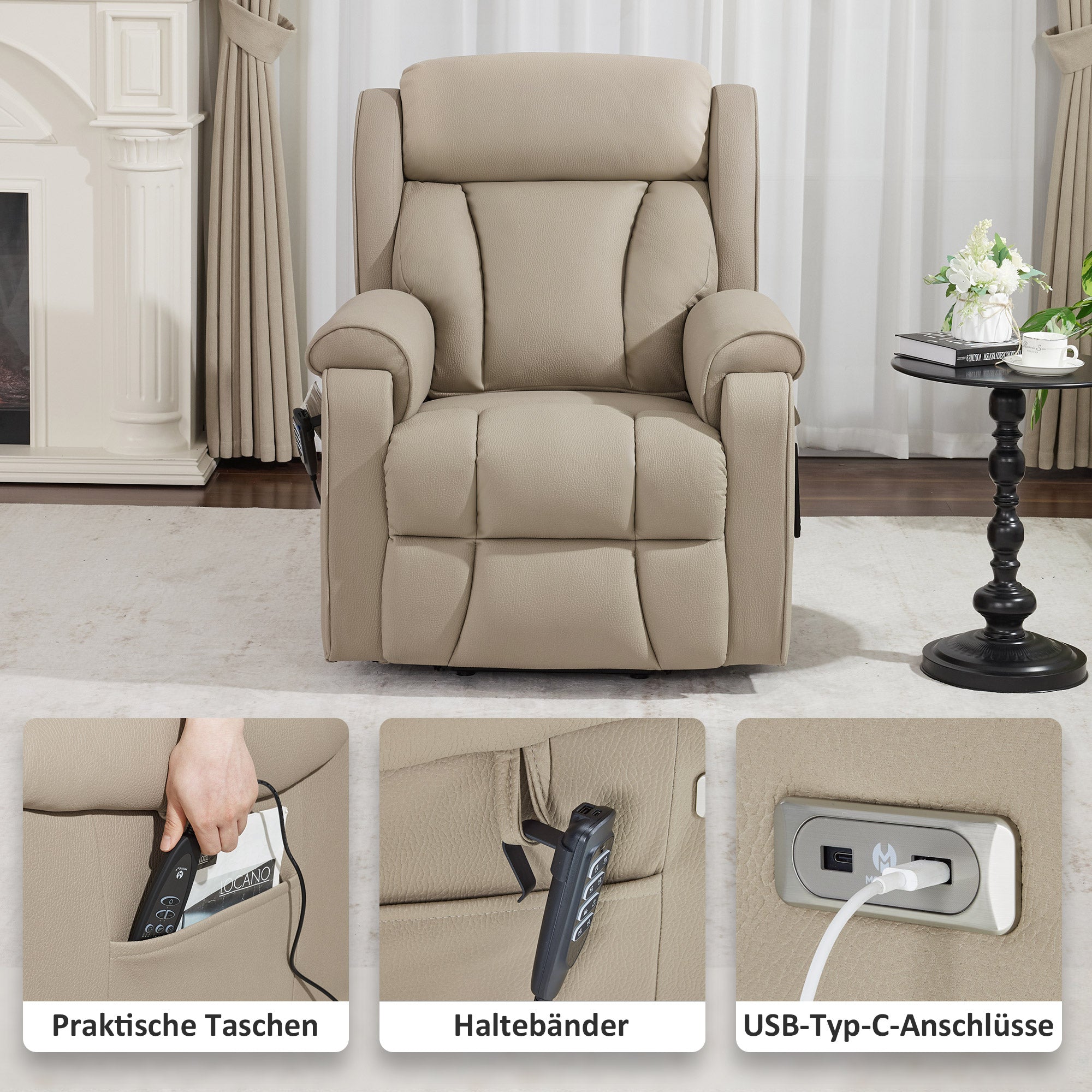 TV-fauteuil met 4 motoren, sta-op hulp, elektrisch verstelbaar, massage & verwarming, 7558 – foto 8