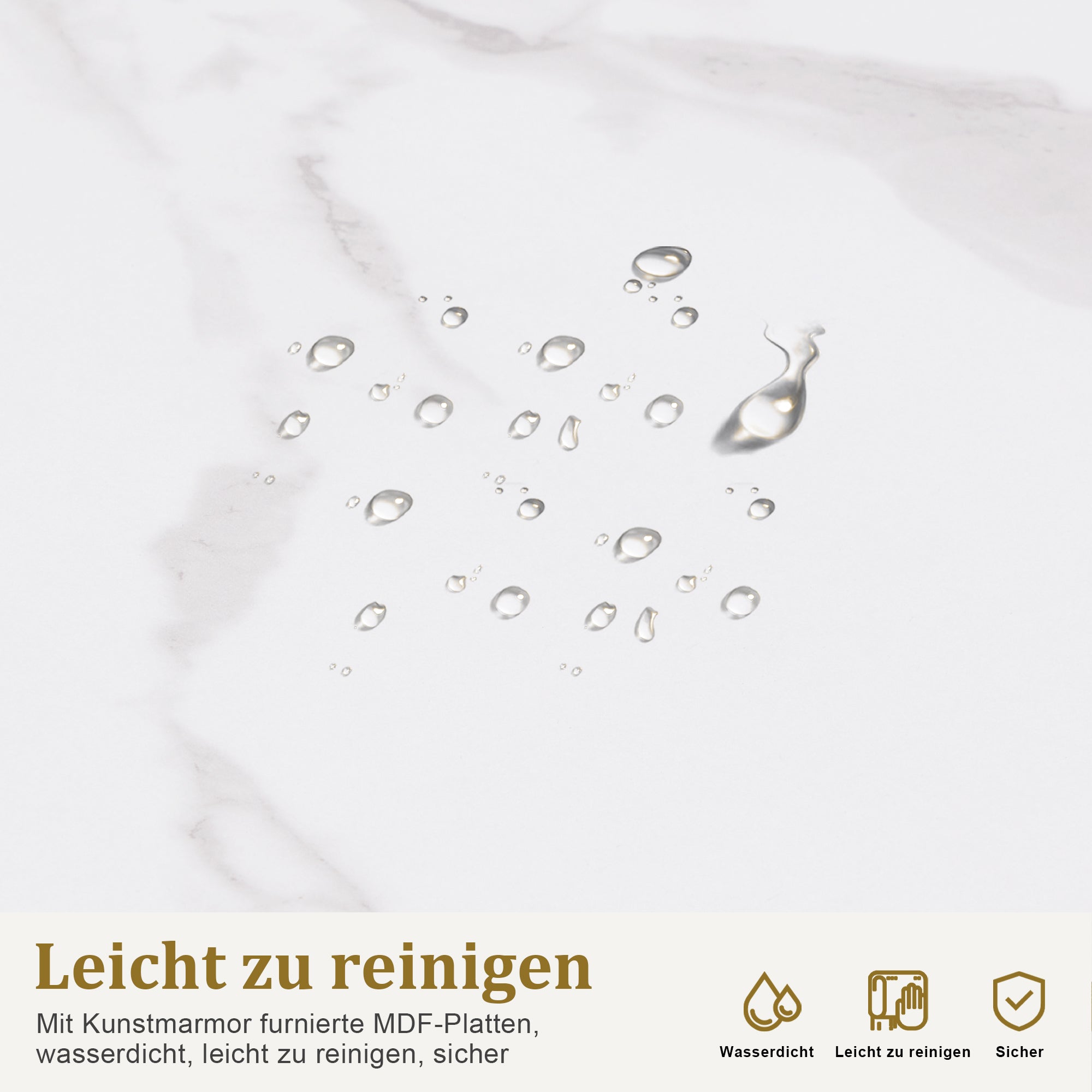 bijzettafel met lade, marmerlook wit/goud, 2 legplanken, 2138 – foto 6