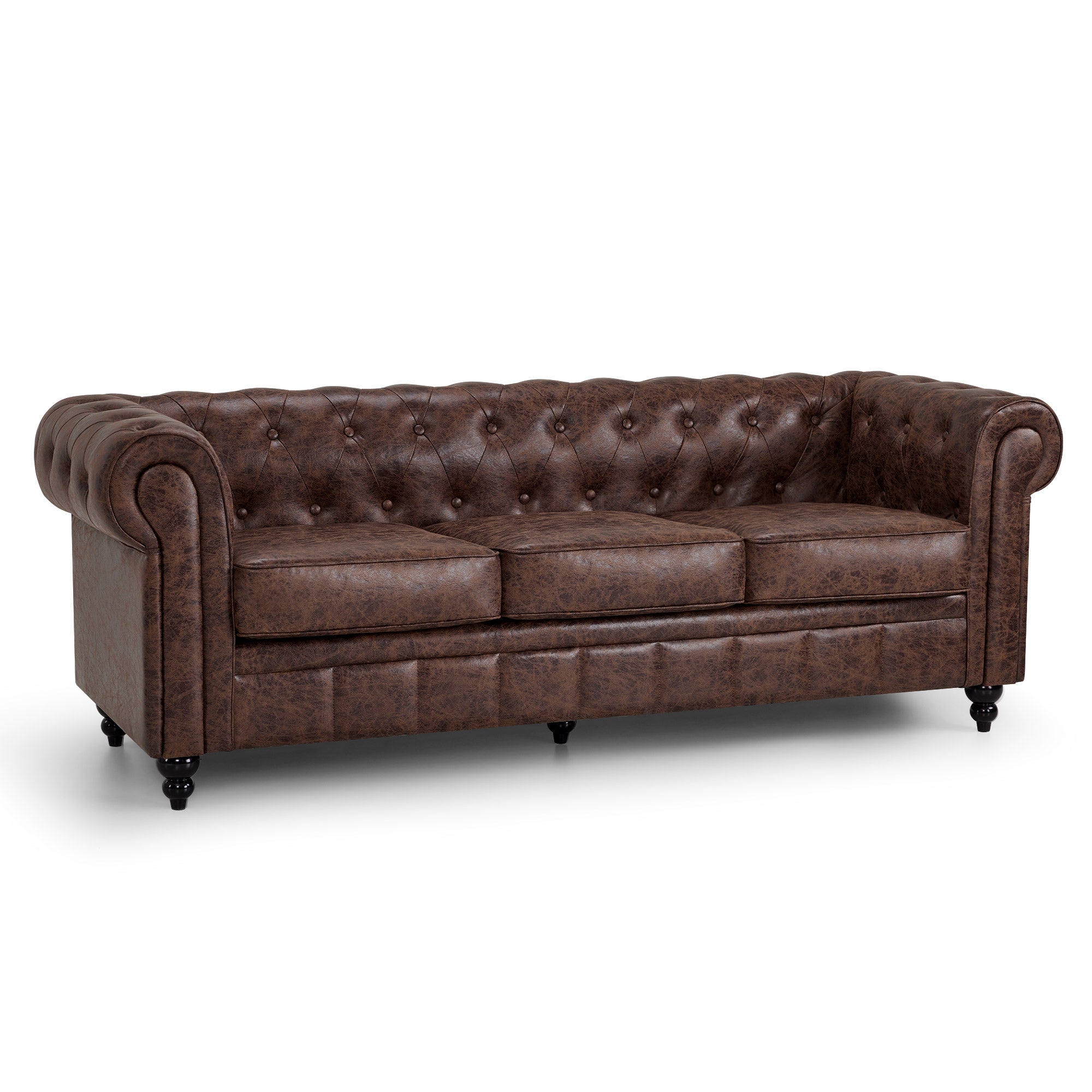 Chesterfield 3-zitsbank, vintage salonbank, met rug- en armleuning, W536 – foto 2
