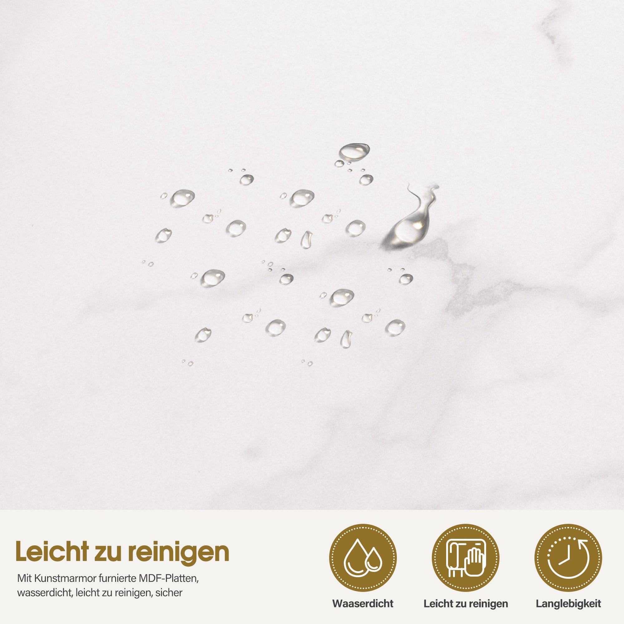 Salontafel Goud met Lade, Marmerlook, 2 Legbladen, 50x100,5x48cm – foto 7