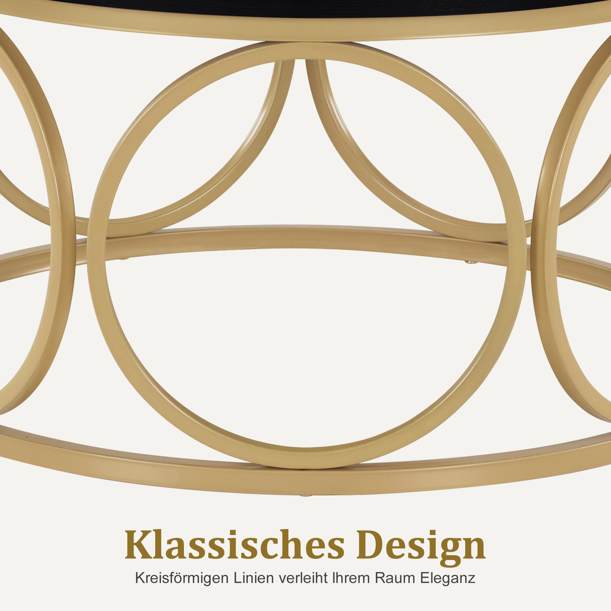 Salontafel Rond Hout, Modern Sofatafel Marmer Wit Goud, Bijzettafel Woonkamer – foto 14