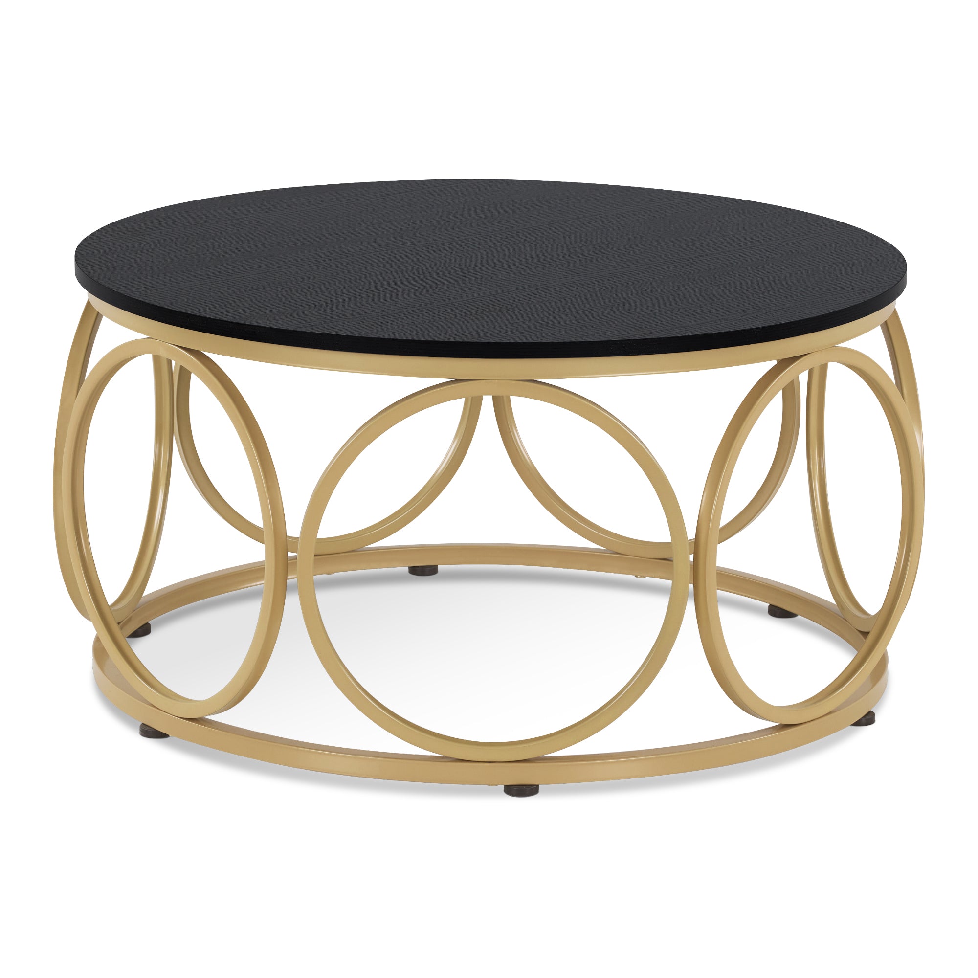 Salontafel Rond Hout, Modern Sofatafel Marmer Wit Goud, Bijzettafel Woonkamer – foto 8