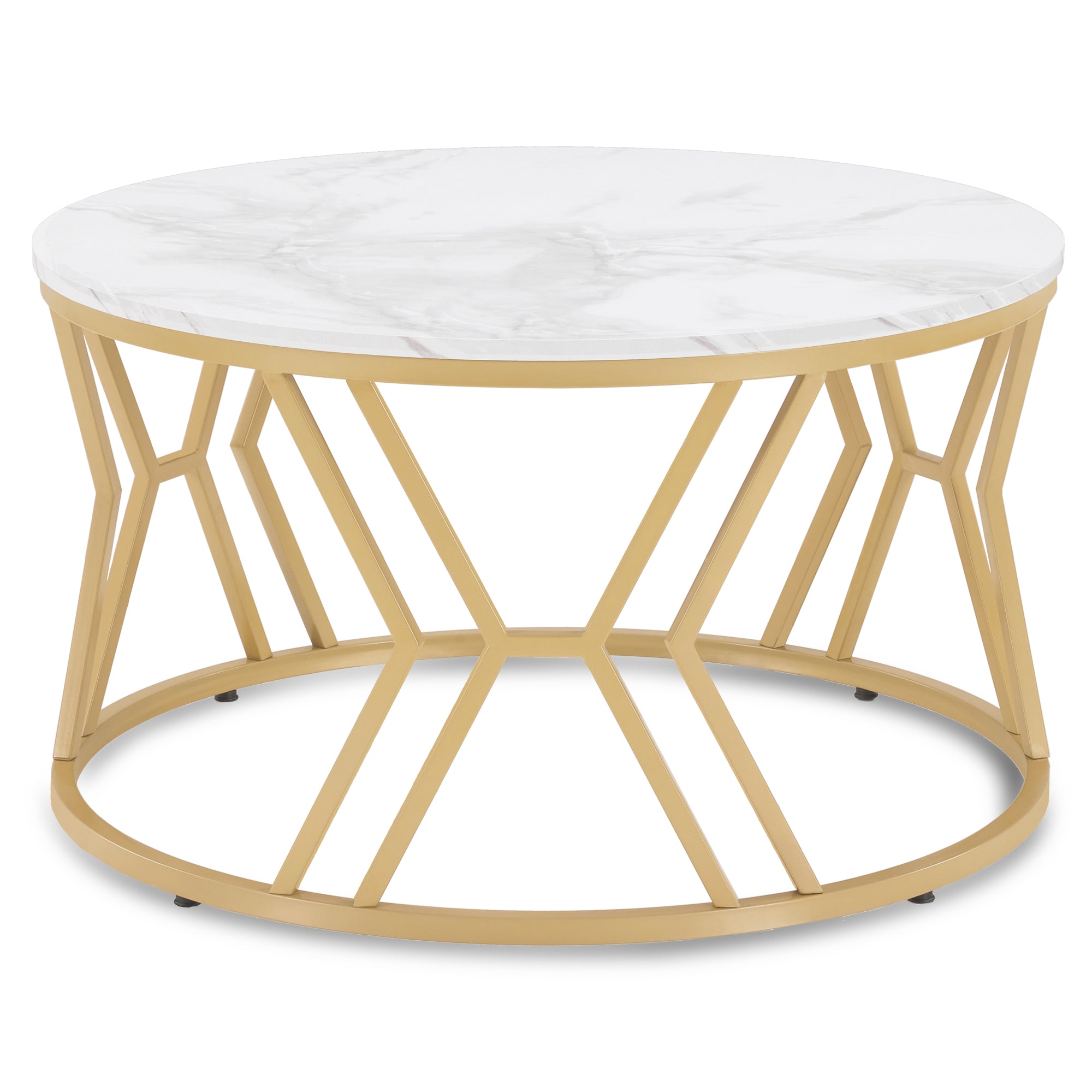 Ronde salontafel, hout, marmer-wit/goud, 80x80x46cm, 2115 – foto 1