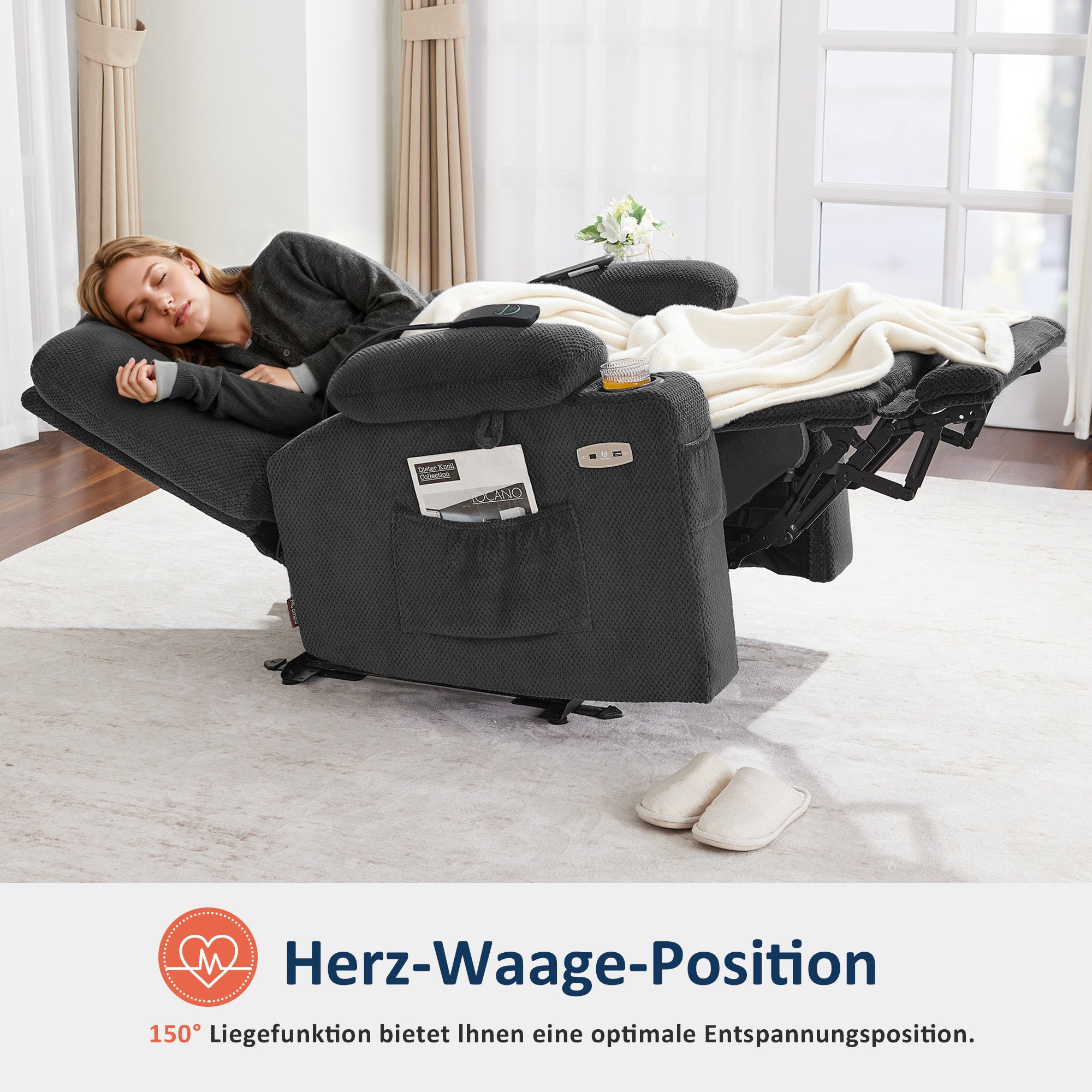 Elektrische Relaxfauteuil met Massage & Warmtefunctie, USB & Bekerhouder – foto 12
