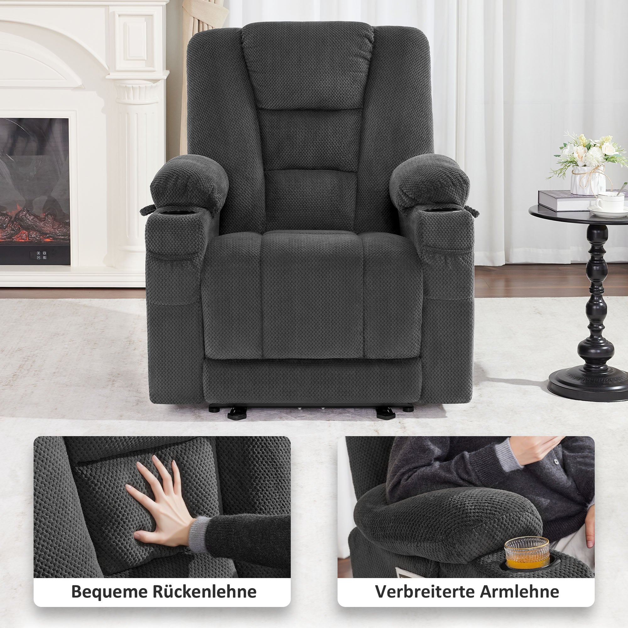 Elektrische Relaxfauteuil met Massage & Warmtefunctie, USB & Bekerhouder – foto 17