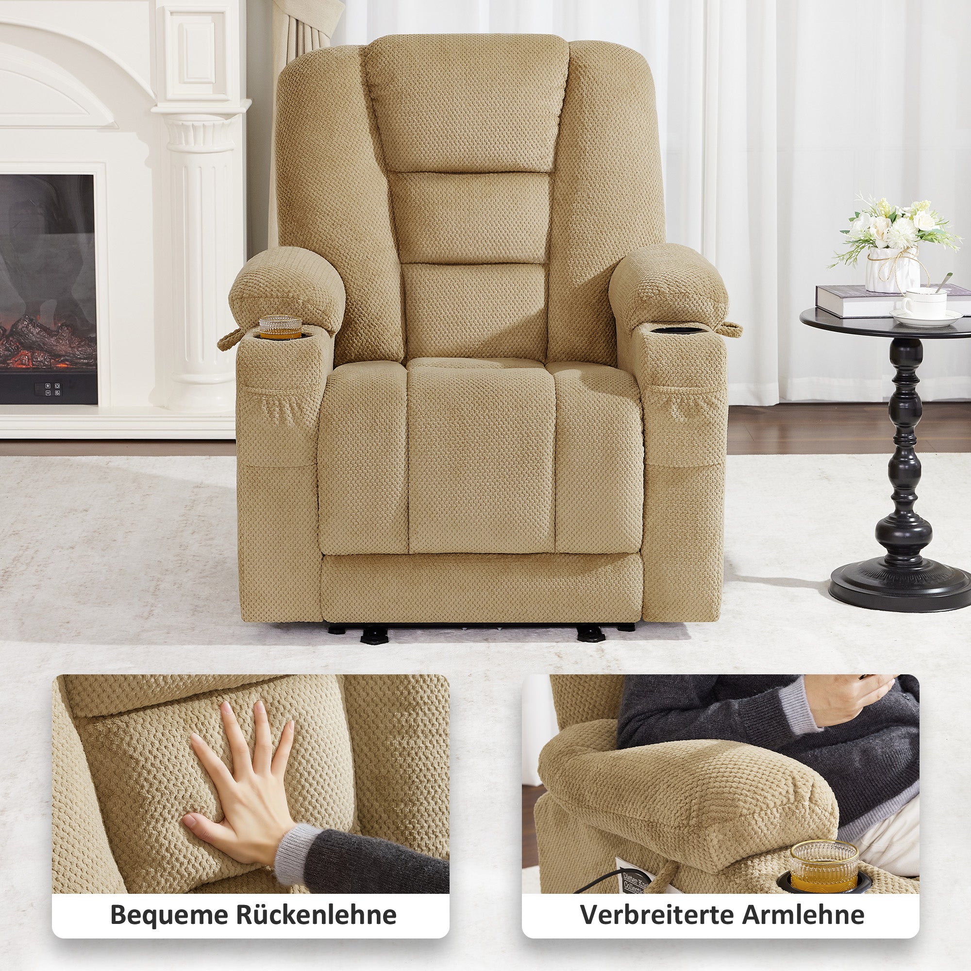 Elektrische Relaxfauteuil met Massage & Warmtefunctie, USB & Bekerhouder – foto 24
